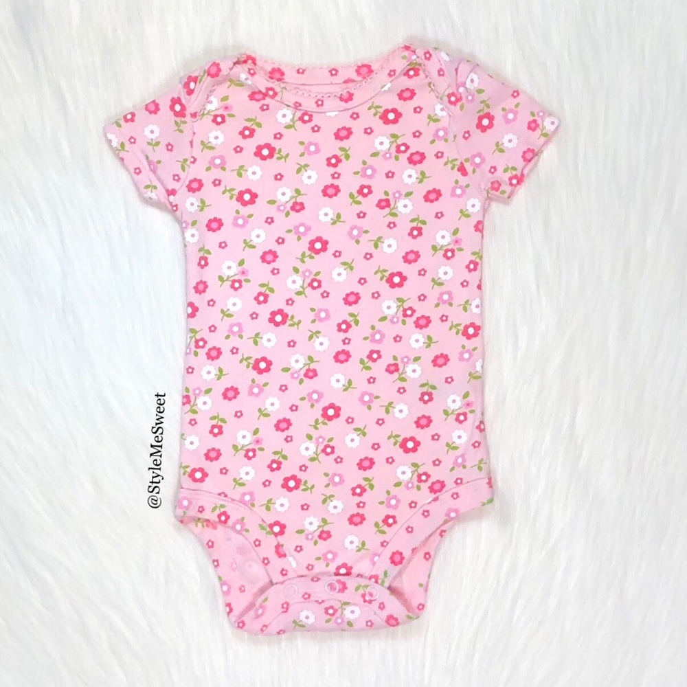 Carter’s pink floral print short sleeve bodysuit